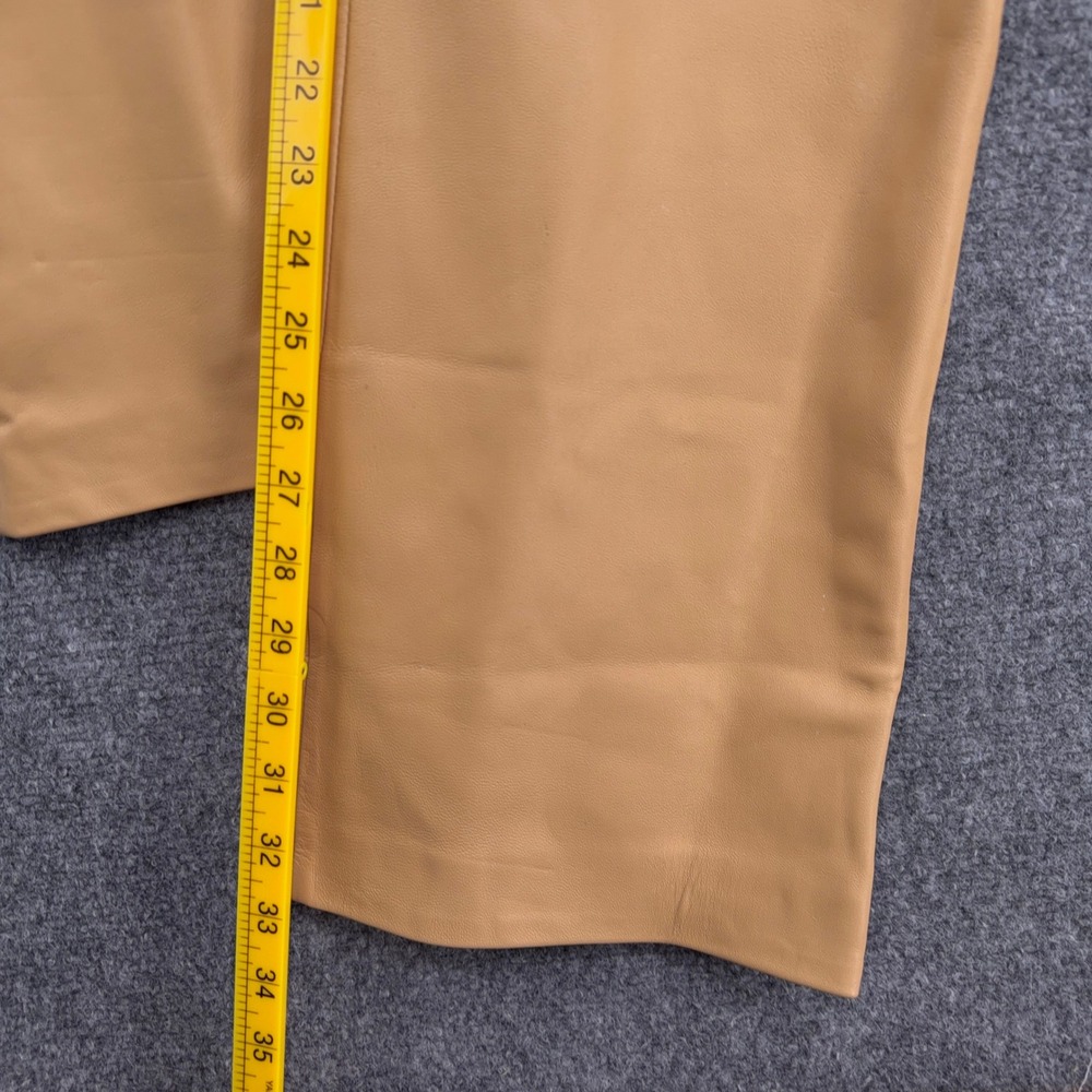 Siena Studio Women Camel Leather Pants Straight Leg High Rise Size 12 NWT - Picture 9 of 10